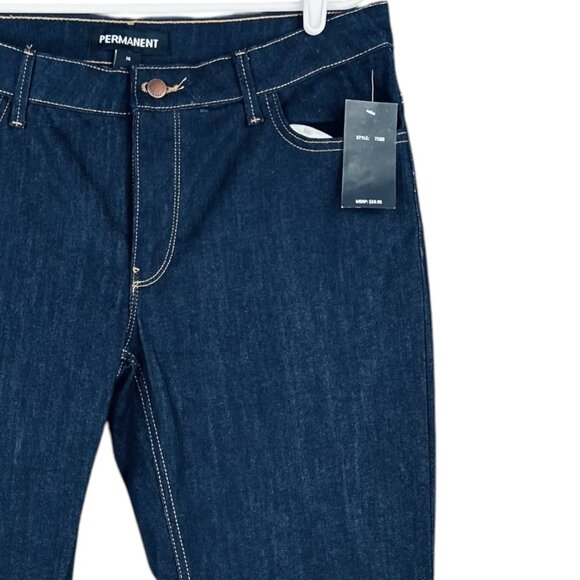 Permanent Women's Navy Blue Denim Jeans Size 14 Boot Cut Stretch Mid Rise NWT - Picture 5 of 15